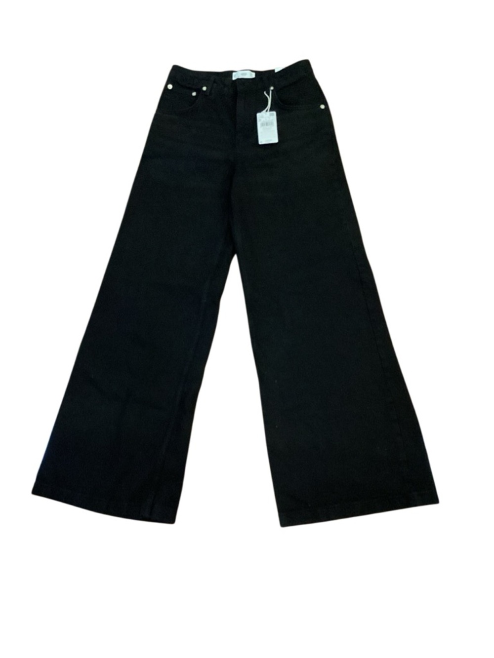 NWT MNG Black Wide Leg High Waist Denim Jeans Size 6 - Picture 3 of 8
